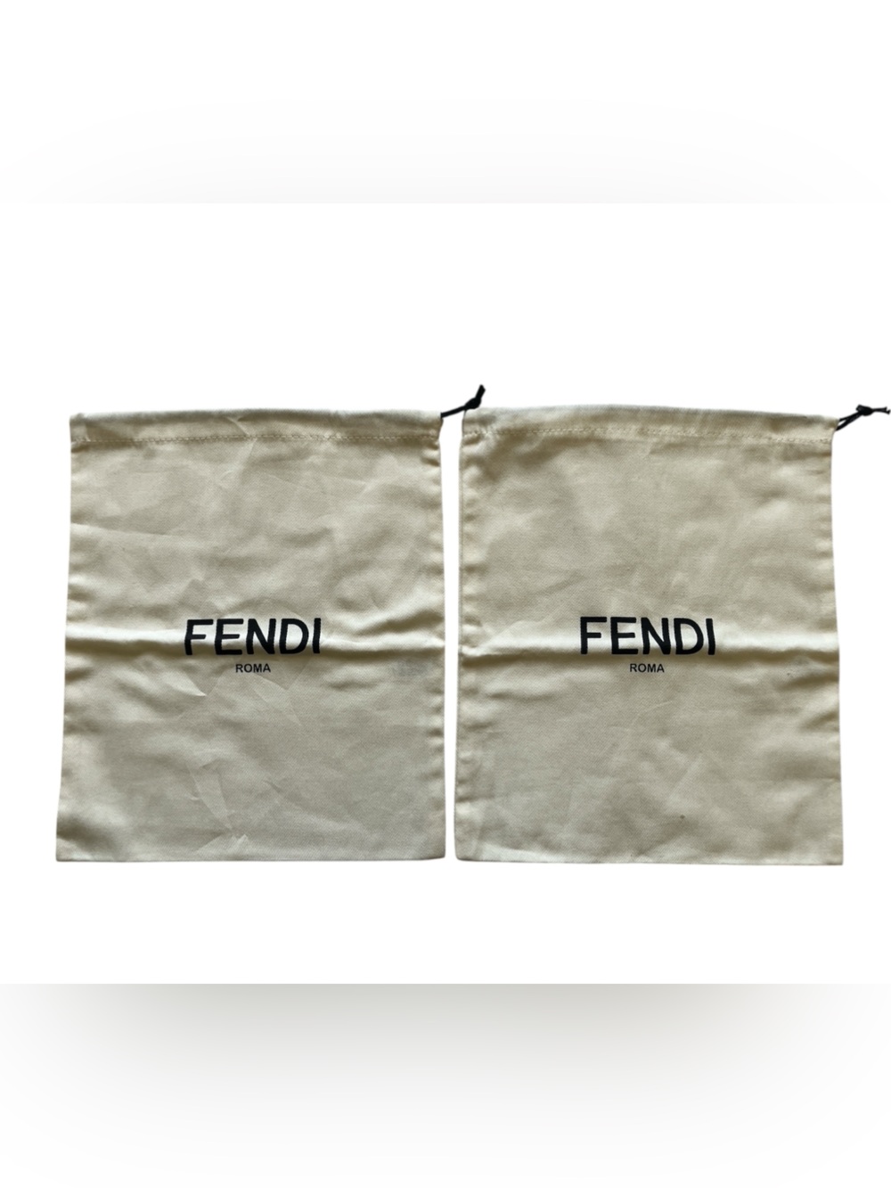 Fendi Cream and Black Drawstring Dust Bag New.
